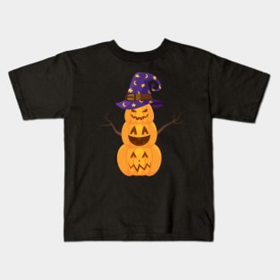 Halloween Pumpkin Snowman Witch Hat Boys Kids Girls Gift Kids T-Shirt